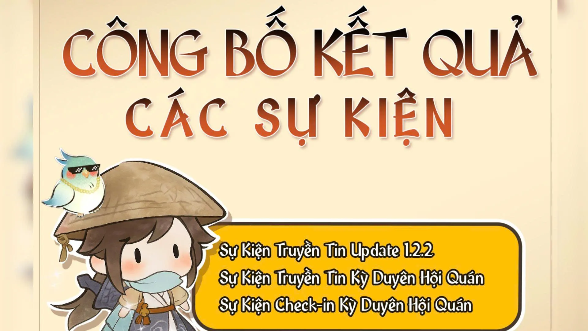 DANH SÁCH TRÚNG THƯỞNG SỰ KIỆN TRUYỀN TIN UPDATE 1.2.2 / SỰ KIỆN TRUYỀN TIN & CHECK-IN KỲ DUYÊN HỘI QUÁN
